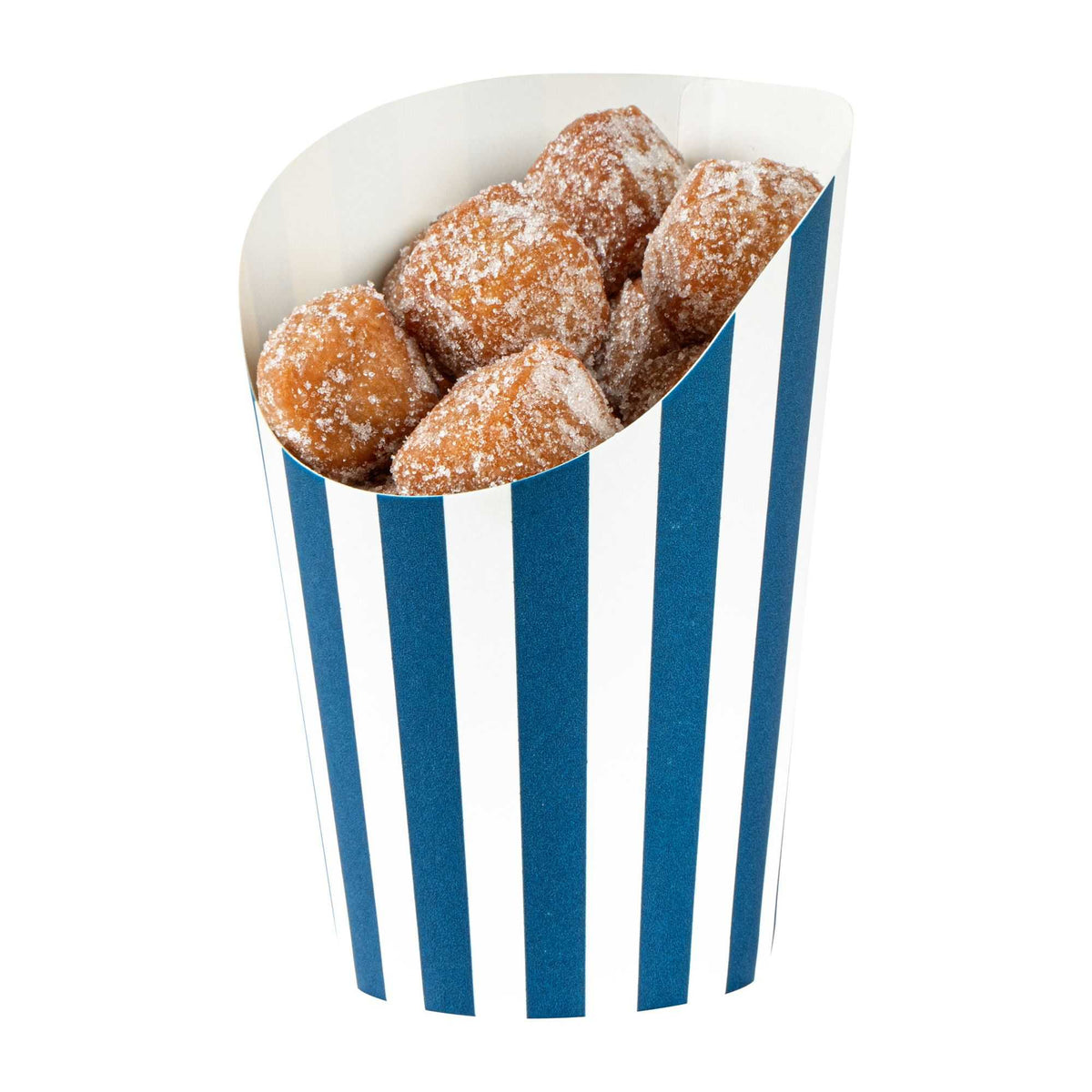 Bio Tek 12 oz Round Blue and White Stripe Paper Incline Cup - 3 1/2" x 3 1/2" x 4 3/4" - 100 count box