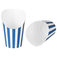 Bio Tek 12 oz Round Blue and White Stripe Paper Incline Cup - 3 1/2