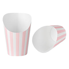 Bio Tek 12 oz Round Pink and White Stripe Paper Incline Cup - 3 1/2
