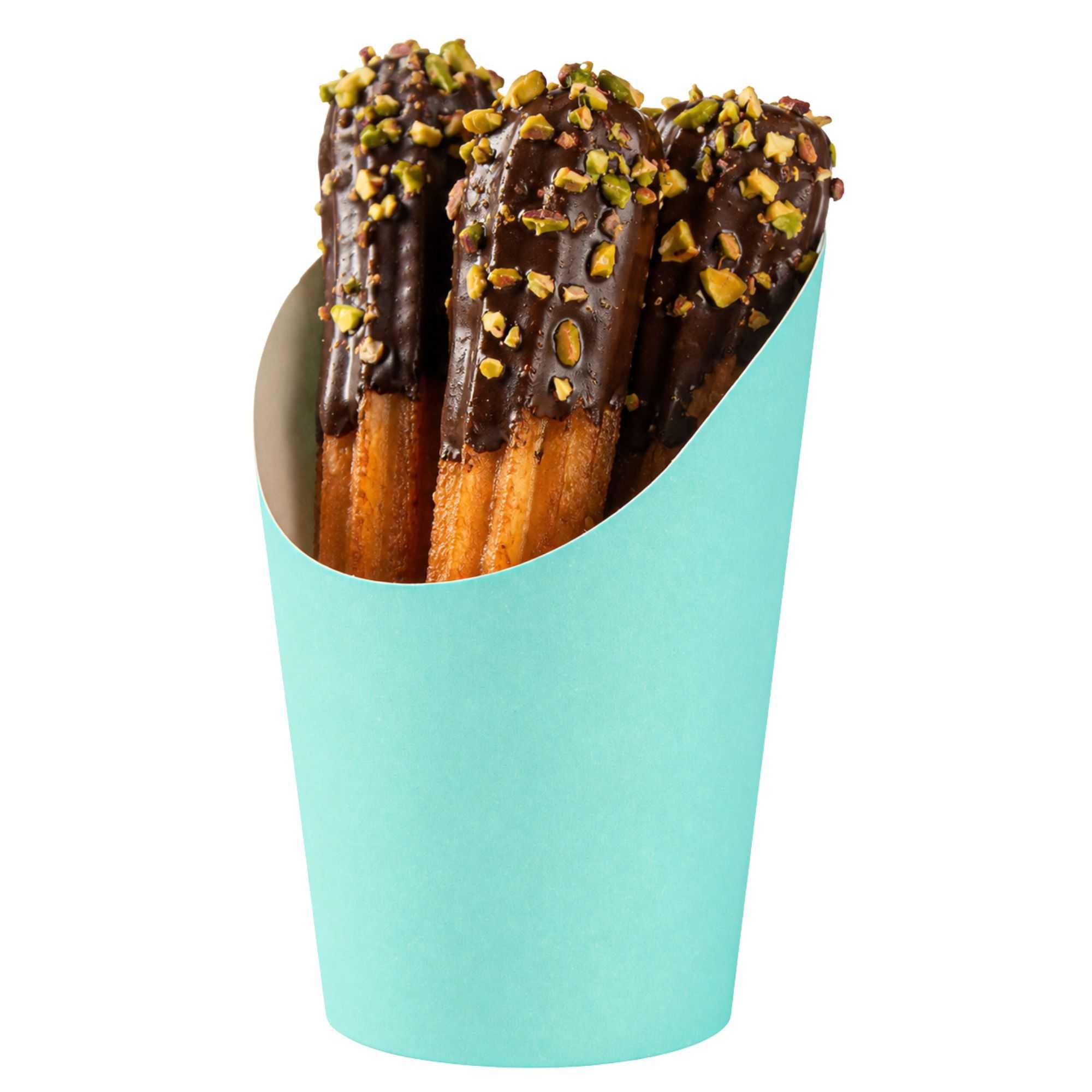 Bio Tek 12 oz Round Turquoise Paper Incline Cup - 3 1/2" x 3 1/2" x 4 3/4" - 100 count box