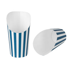 Bio Tek 16 oz Round Blue and White Stripe Paper Incline Cup - 3 1/2