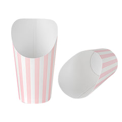 Bio Tek 16 oz Round Pink and White Stripe Paper Incline Cup - 3 1/2