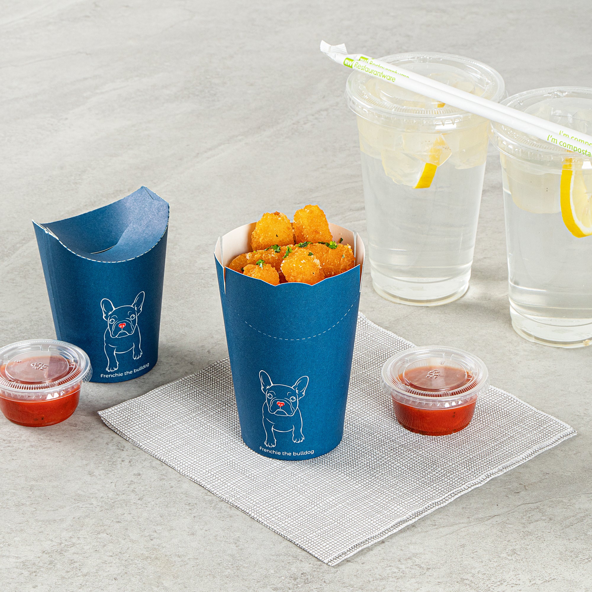 Bio Tek 16 oz Round Frenchie Paper To Go Fry Cup - 3 1/4" x 3 1/4" x 4 1/4" - 100 count box