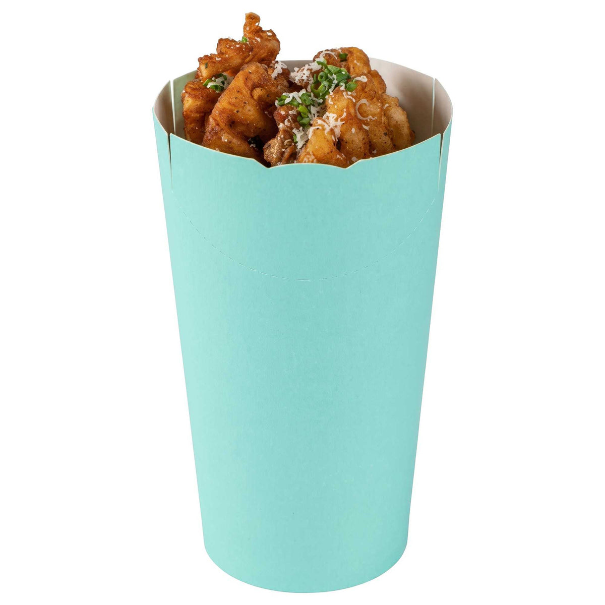 Bio Tek 20 oz Round Turquoise Paper To Go Fry Cup - 3 1/4" x 3 1/4" x 5" - 100 count box