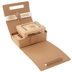 Bio Tek Kraft Paper To Go Lunch / Drink Carrier - with Handle - 8 3/4