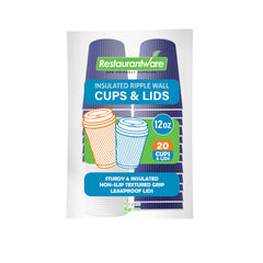 Restpresso 12 oz Royal Purple Paper Ripple Wall Coffee Cup - with White Lid - 3 1/2