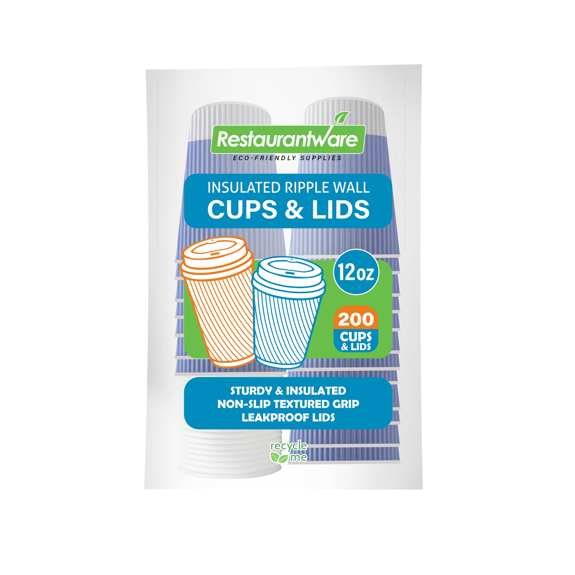 Restpresso 12 oz Light Purple Paper Ripple Wall Coffee Cup - with White Lid - 3 1/2" x 3 1/2" x 5" - 200 count box