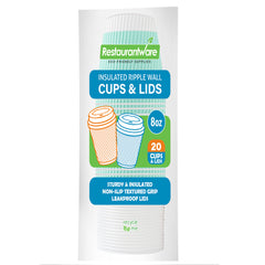 Restpresso 8 oz Light Green Paper Ripple Wall Coffee Cup - with White Lid - 3 1/2