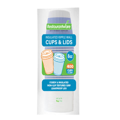 Restpresso 8 oz Light Purple Paper Ripple Wall Coffee Cup - with White Lid - 3 1/2