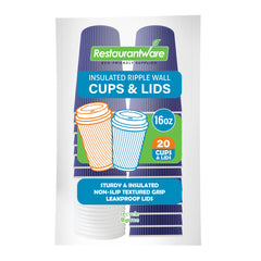 Restpresso 16 oz Royal Purple Paper Ripple Wall Coffee Cup - with White Lid - 3 1/2