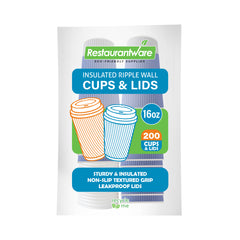 Restpresso 16 oz Light Purple Paper Ripple Wall Coffee Cup - with White Lid - 3 1/2