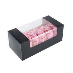 Pastry Tek Black Paper Pastry / Cake Box - with Window - 9 3/4