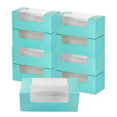Pastry Tek Turquoise Paper Pastry / Cake Box - with Window - 9 3/4