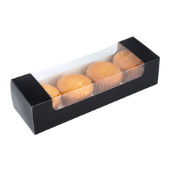 Pastry Tek Black Paper Pastry / Cake Box - with Window - 9 3/4