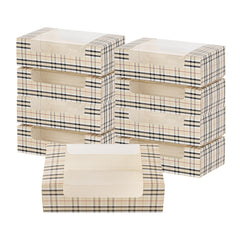 Pastry Tek Plaid Paper Pastry / Cake Box - with Window - 7 3/4