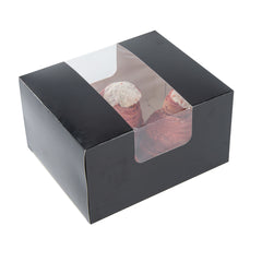 Pastry Tek Black Paper Pastry / Cake Box - with Window - 7