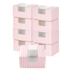 Pastry Tek Pink and White Stripe Paper Pastry / Cake Box - with Window - 7