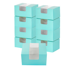 Pastry Tek Turquoise Paper Pastry / Cake Box - with Window - 7