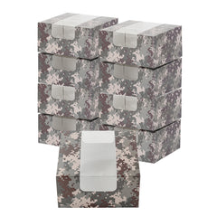 Pastry Tek Camouflage Paper Pastry / Cake Box - with Window - 6 1/4
