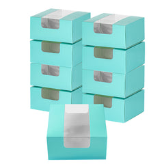 Pastry Tek Turquoise Paper Pastry / Cake Box - with Window - 6 1/4