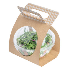 Thermo Tek Kraft Paper Sphere Salad Container Carrier - Fits 28 oz - 50 count box