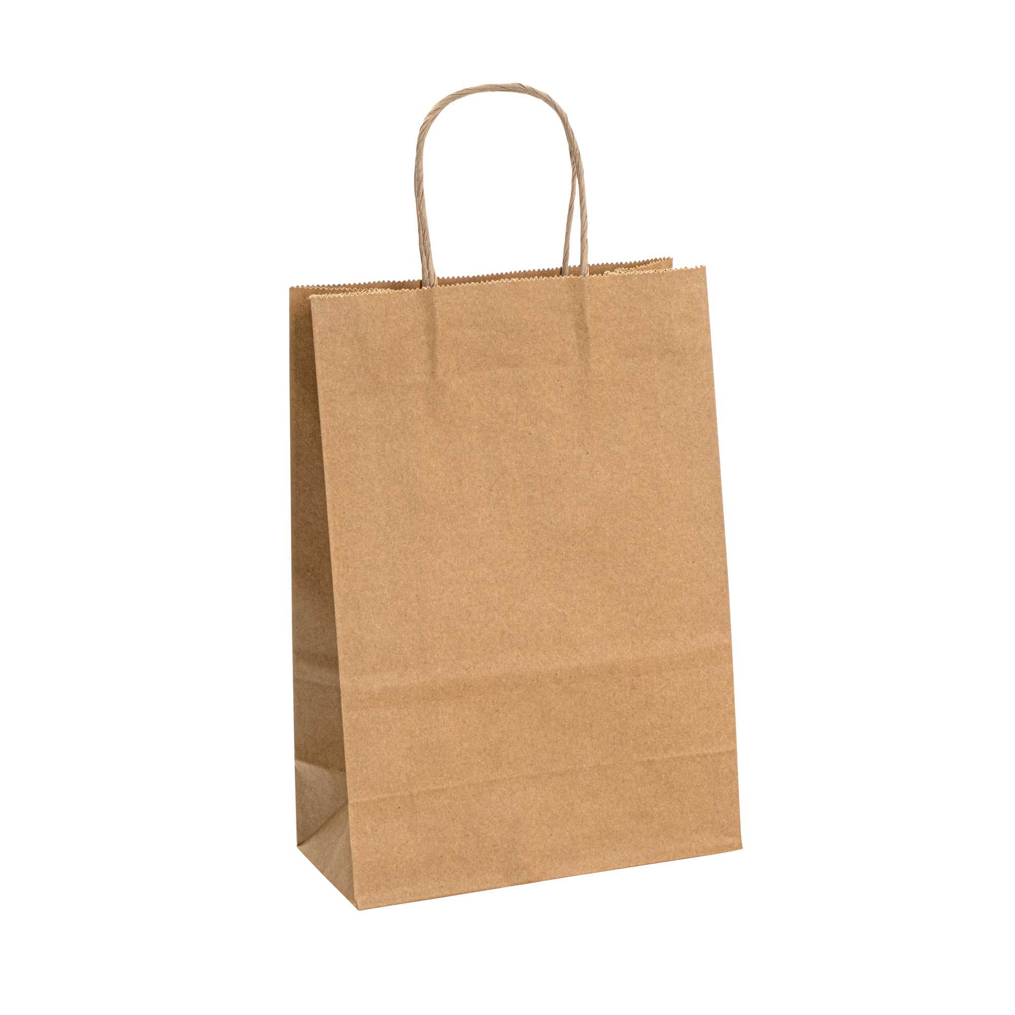 Saving Nature Kraft Paper Retail Bag - with Handles - 7 3/4" x 4" x 11 1/2" - 100 count box