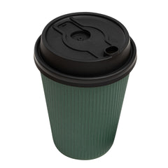 Restpresso Black Plastic 2-in-1 Straw or Sippy Coffee Cup Lid - with Detachable Double Plug, Fits 8, 12, 16 and 20 oz - 25 count box