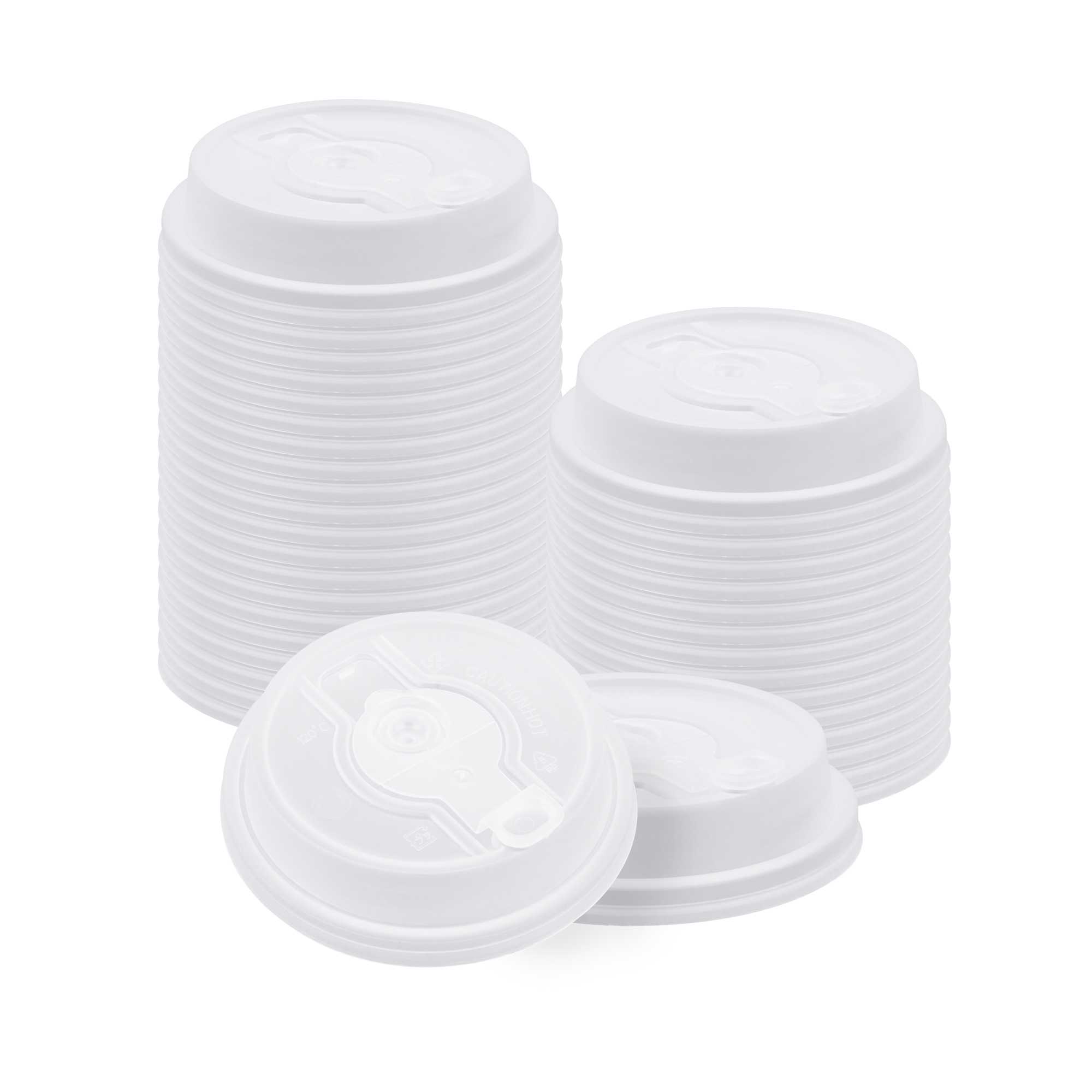 Restpresso Clear Plastic 2-in-1 Straw or Sippy Coffee Cup Lid - with Detachable Double Plug, Fits 8, 12, 16 and 20 oz - 25 count box