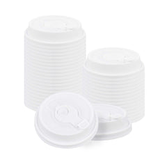 Restpresso White Plastic 2-in-1 Straw or Sippy Coffee Cup Lid - with Detachable Double Plug, Fits 8, 12, 16 and 20 oz - 25 count box