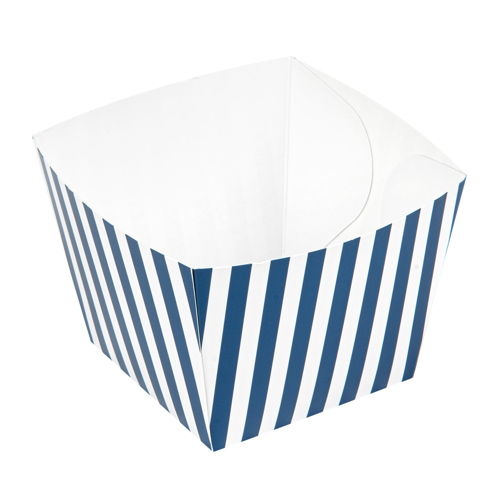 Bio Tek Square Blue and White Stripe Paper Snack Box - 4 1/4" x 4 1/4" x 3 1/4" - 200 count box
