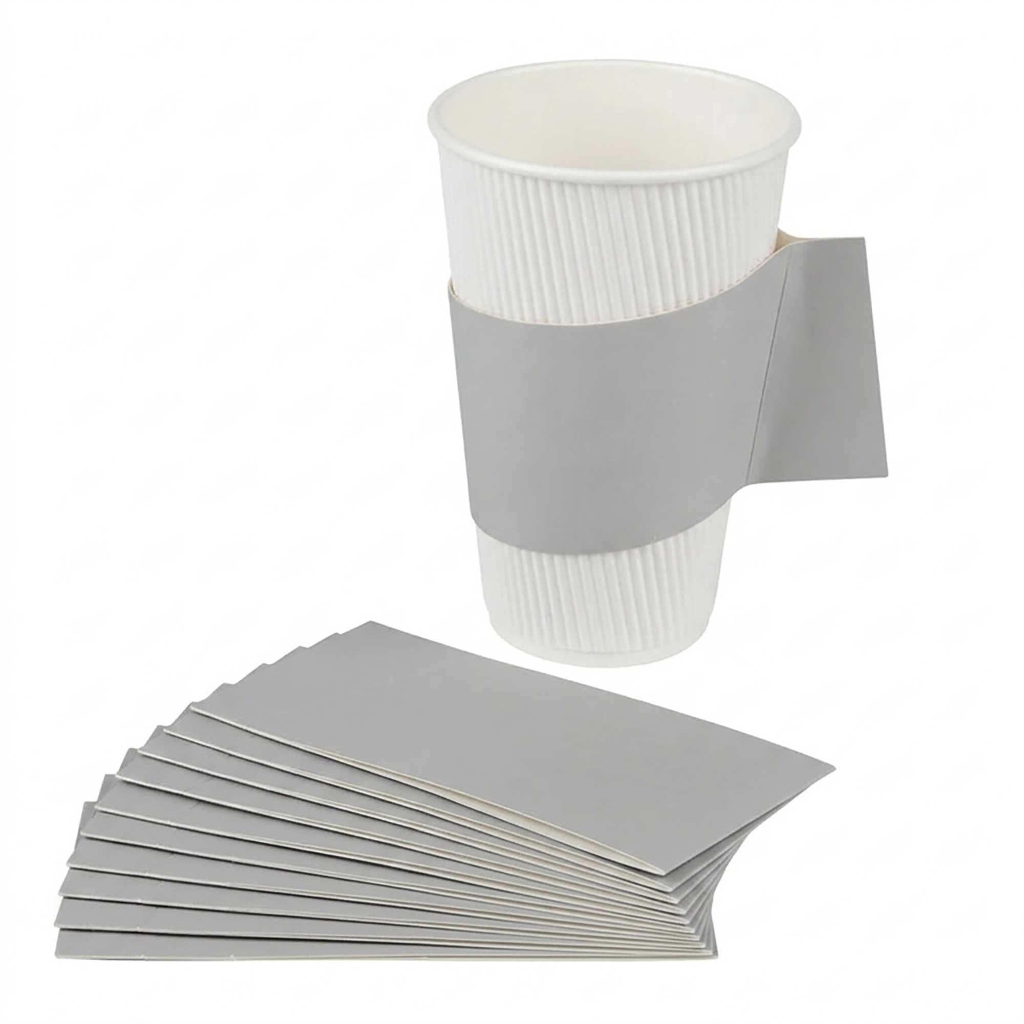 Restpresso Gray Paper Coffee Cup Sleeve - with Handle, Fits 12 / 16 / 20 oz Cups - 1000 count box