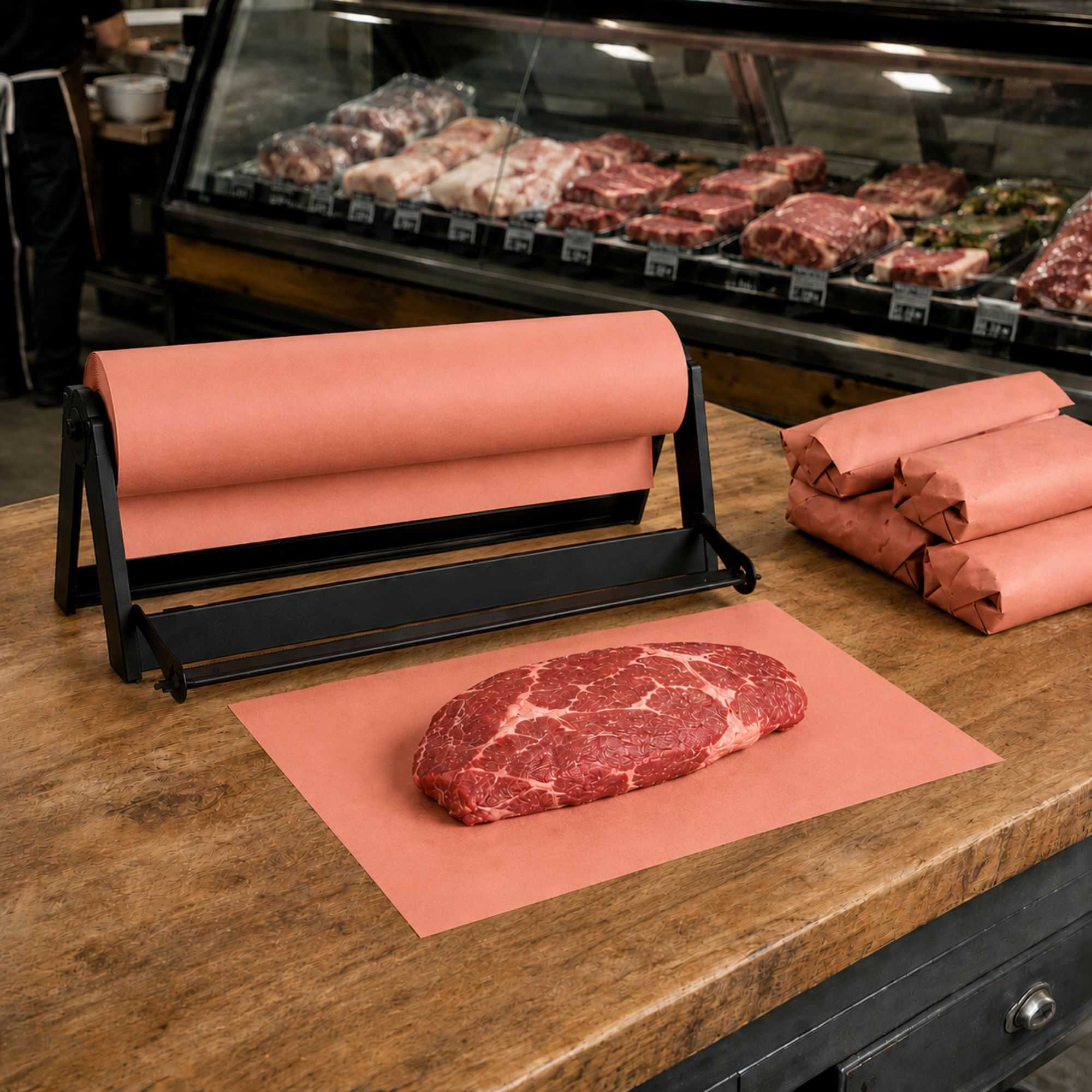 Chef 101 Pink / Peach 40# Butcher Paper Roll - 18" x 175' - 1 count box