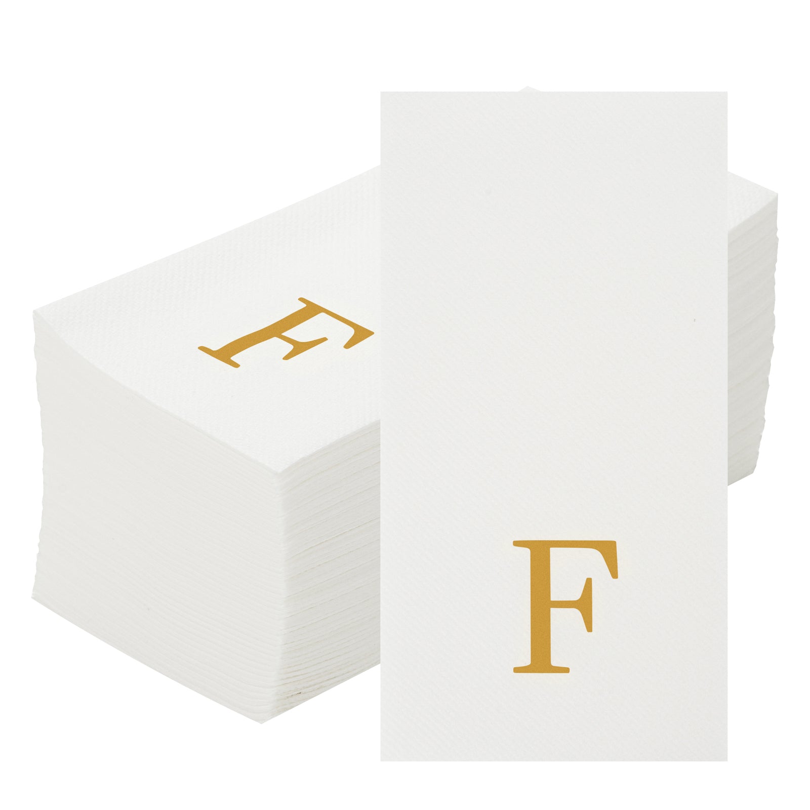 Luxenap Rectangle Gold Letter F White Paper Linen-Feel Guest Towel / Napkin - Air Laid, Sans Serif Font - 15 3/4" x 8" - 2000 count box