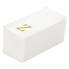 Luxenap Rectangle Gold Letter Z White Paper Linen-Feel Guest Towel - Air Laid, Sans Serif Font - 15 3/4