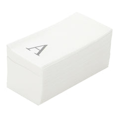 Luxenap Rectangle Silver Letter A White Paper Linen-Feel Guest Towel - Air Laid, Sans Serif Font - 15 3/4