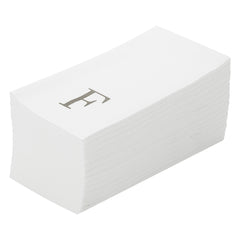 Luxenap Rectangle Silver Letter F White Paper Linen-Feel Guest Towel / Napkin - Air Laid, Sans Serif Font - 15 3/4