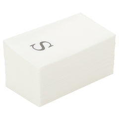 Luxenap Rectangle Silver Letter S White Paper Linen-Feel Guest Towel - Air Laid, Sans Serif Font - 15 3/4