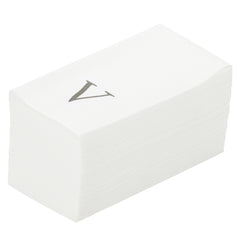 Luxenap Rectangle Silver Letter V White Paper Linen-Feel Guest Towel - Air Laid, Sans Serif Font - 15 3/4