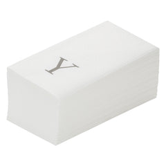 Luxenap Rectangle Silver Letter Y White Paper Linen-Feel Guest Towel - Air Laid, Sans Serif Font - 15 3/4