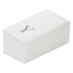 Luxenap Rectangle Silver Letter Y White Paper Linen-Feel Guest Towel / Napkin - Air Laid, Sans Serif Font - 15 3/4