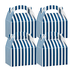 Bio Tek Blue & White Stripe Paper Gable Box / Lunch Box - Compostable - 4