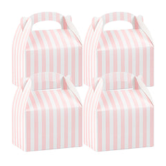 Bio Tek Pink & White Stripe Paper Gable Box / Lunch Box - Compostable - 4
