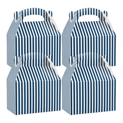 Bio Tek Blue & White Stripe Paper Gable Box / Lunch Box - Compostable - 8 1/2