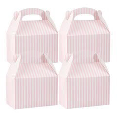 Bio Tek Pink & White Stripe Paper Gable Box / Lunch Box - Compostable - 8 1/2