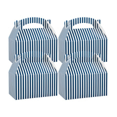 Bio Tek Blue & White Stripe Paper Gable Box / Lunch Box - Compostable - 9 1/2