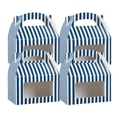 Bio Tek Blue & White Stripe Paper Gable Box / Lunch Box - with Window - 6