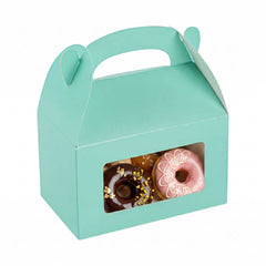 Bio Tek Turquoise Paper Gable Box / Take Out Container - with Window - 6