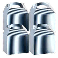 Bio Tek Blue & White Stripe Paper Gable Box / Lunch Box - Compostable - 10