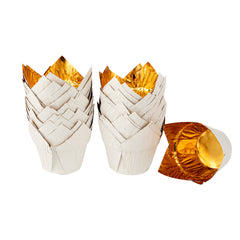 Panificio 3.9 oz White Foil Paper Tulip Baking Cup - 3 1/4