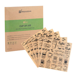Chef 101 No PFAS Added Kraft Paper Coffee Shop Wrap and Pastry Liner - Cup of Joe, Greaseproof - 12